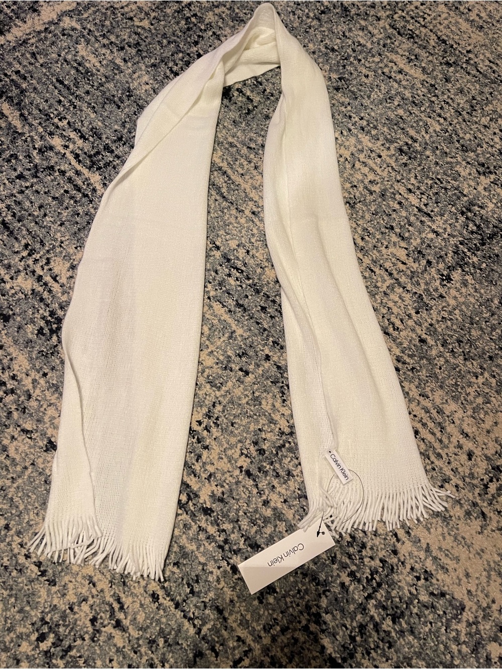 Calvin Klein Cream Fringe Scarf - Lightweight Women's Wrap